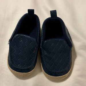 Navy Blue Woven Slip-On Shoes
